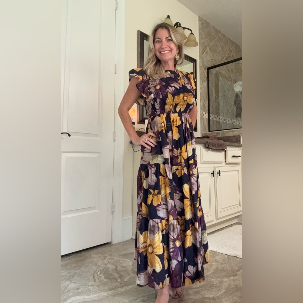 TCEC Floral Maxi Dress in Purple and Yellow